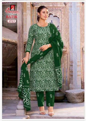 Batik Vol 15 Ganpati Readymade Cotton Pant Suits Exporter Ahmedabad