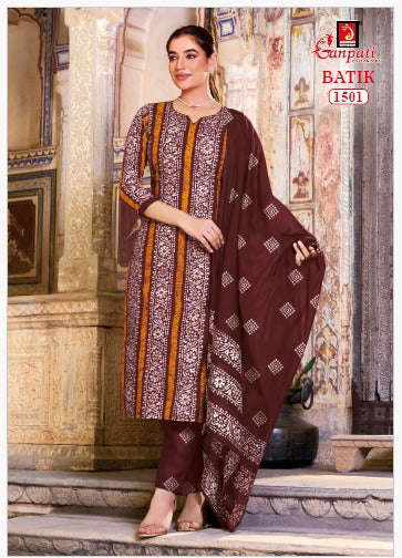 Batik Vol 15 Ganpati Readymade Cotton Pant Suits Exporter Ahmedabad