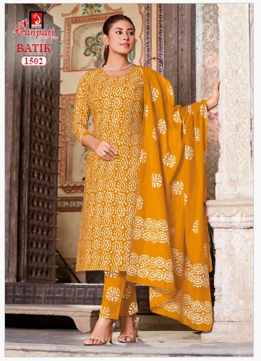 Batik Vol 15 Ganpati Readymade Cotton Pant Suits Exporter Ahmedabad