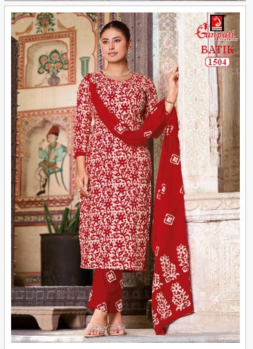 Batik Vol 15 Ganpati Readymade Cotton Pant Suits Exporter Ahmedabad