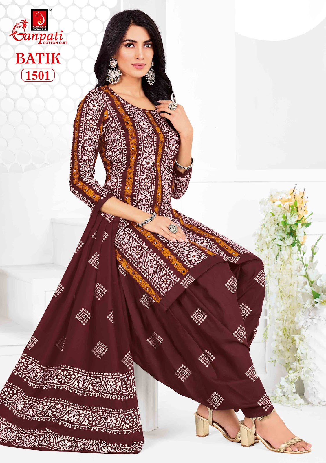 Batik Vol 15 Ganpati Readymade Cotton Patiyala Suits Supplier Ahmedabad