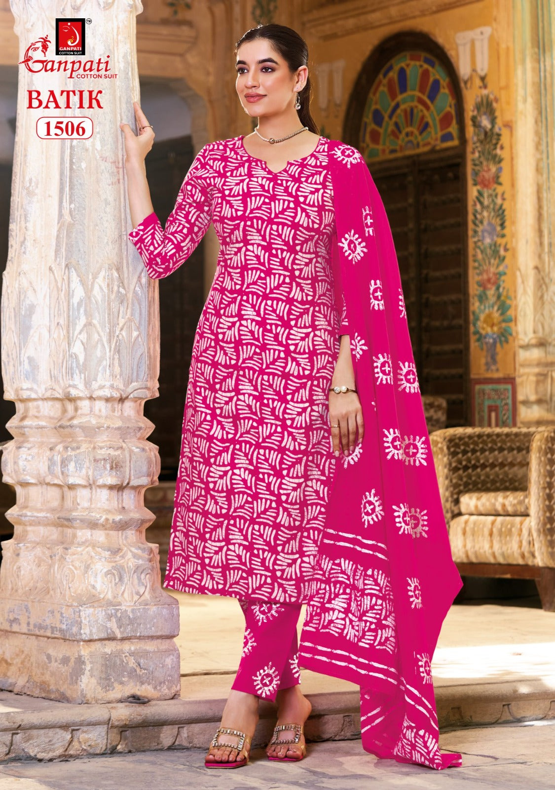 Batik Vol 15 With Pant Ganpati Cotton Dress Material Exporter