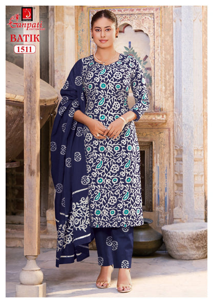 Batik Vol 15 With Pant Ganpati Cotton Dress Material Exporter
