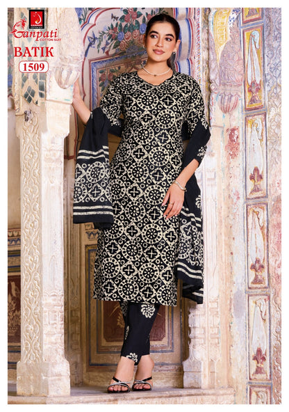 Batik Vol 15 With Pant Ganpati Cotton Dress Material Exporter