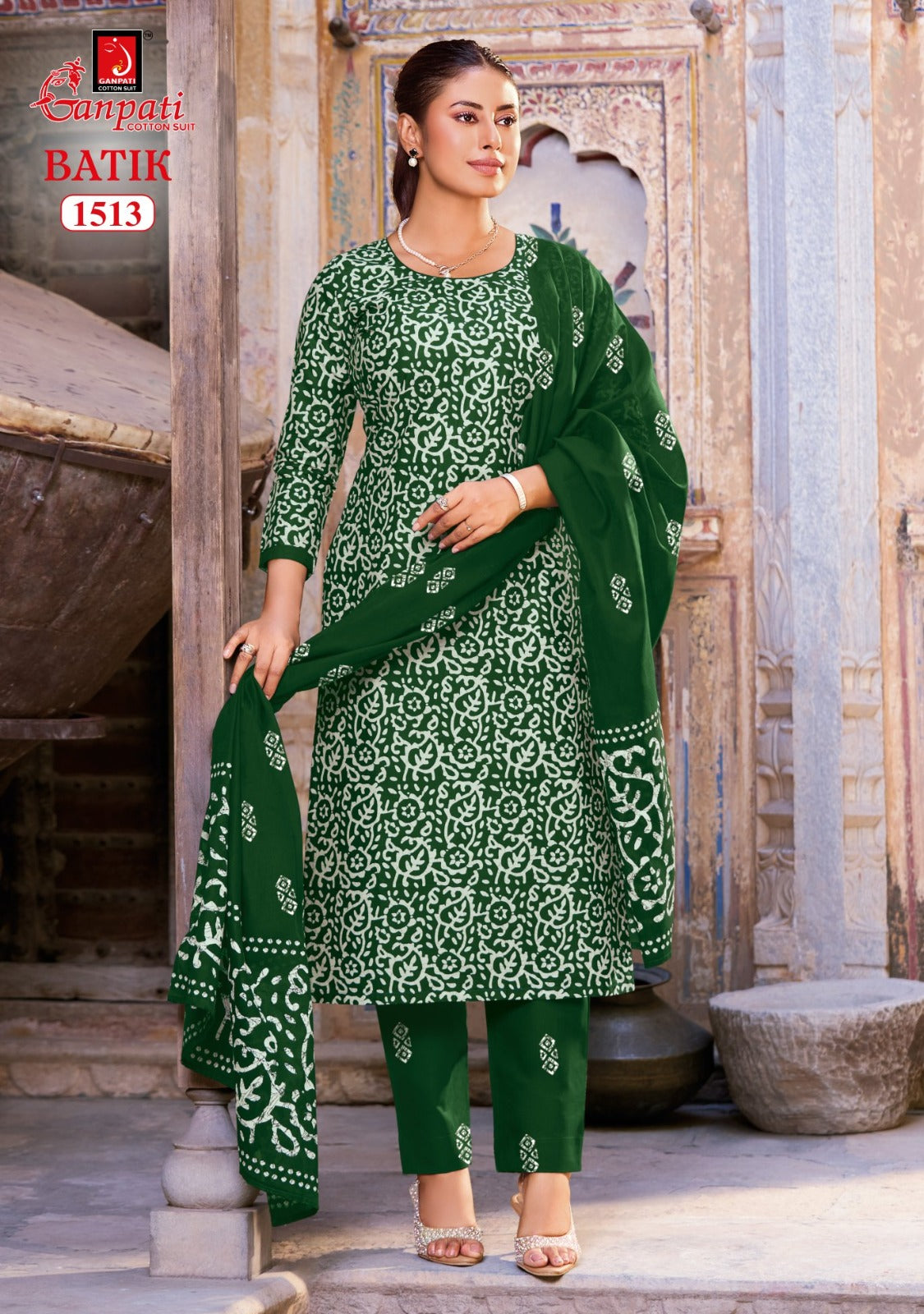 Batik Vol 15 With Pant Ganpati Cotton Dress Material Exporter