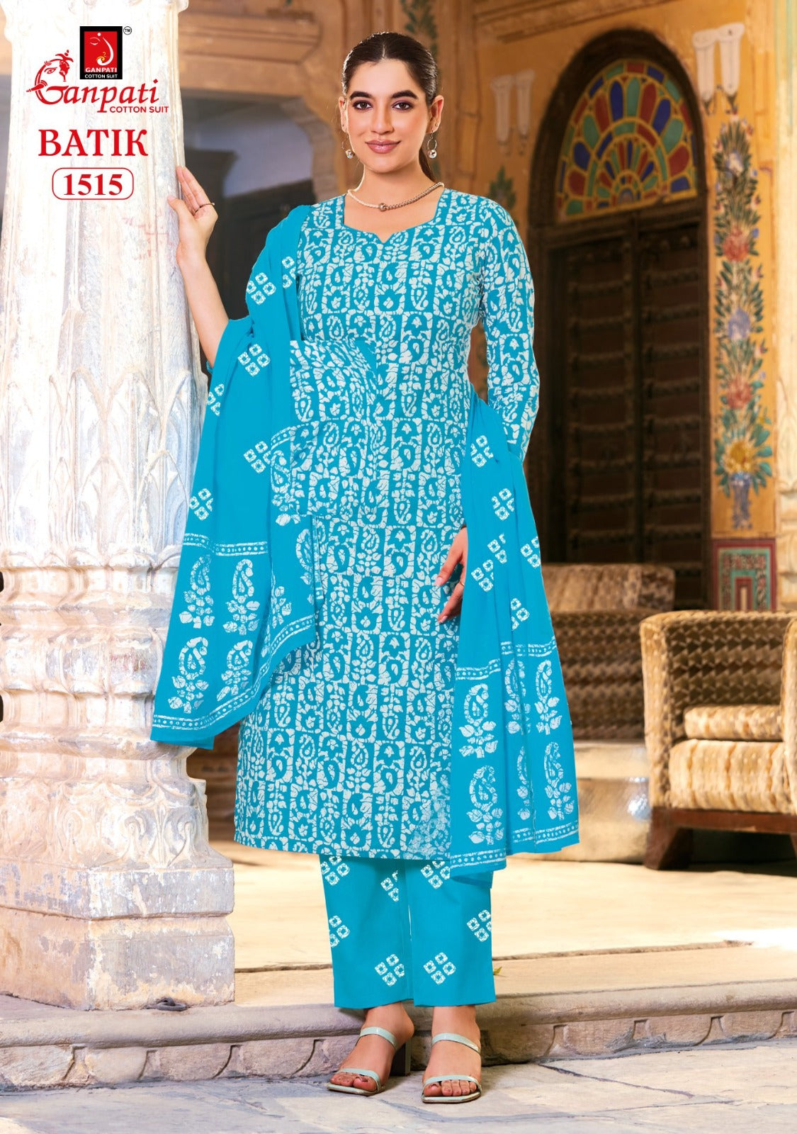 Batik Vol 15 With Pant Ganpati Cotton Dress Material Exporter