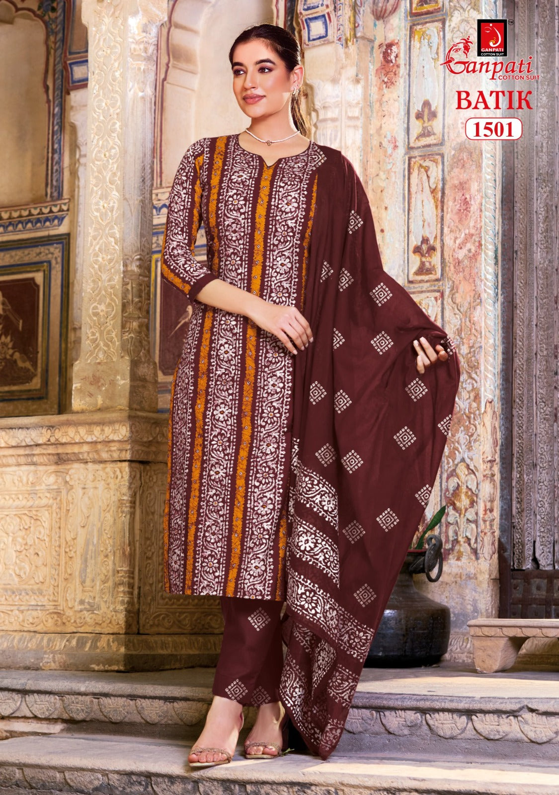 Batik Vol 15 With Pant Ganpati Cotton Dress Material Exporter