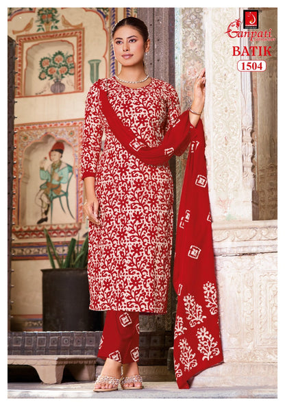 Batik Vol 15 With Pant Ganpati Cotton Dress Material Exporter