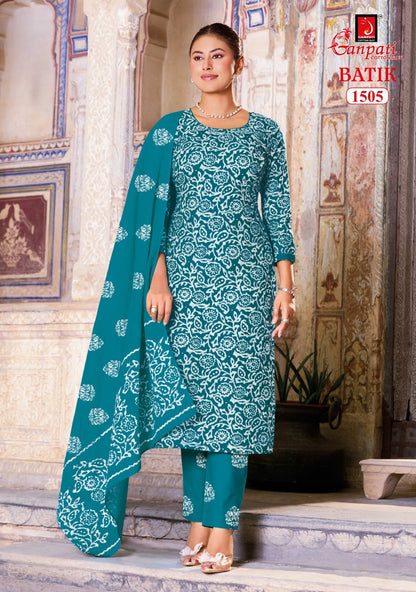 Batik Vol 15 With Pant Ganpati Cotton Dress Material Exporter