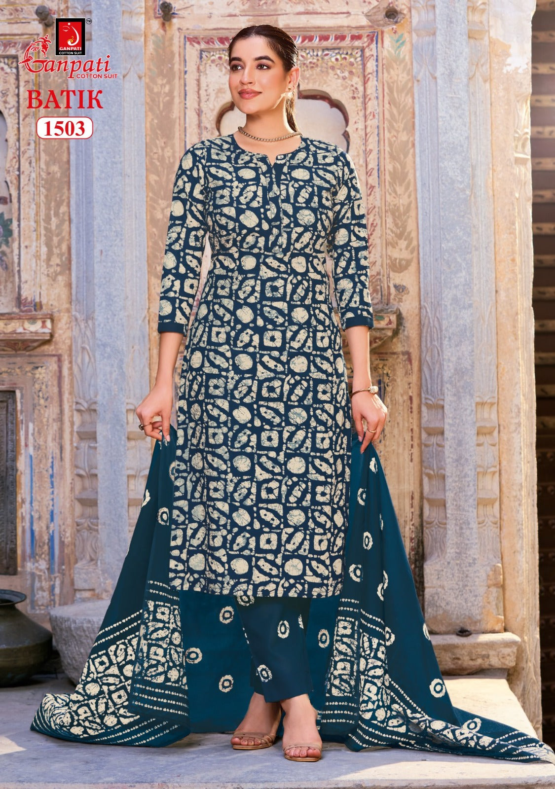 Batik Vol 15 With Pant Ganpati Cotton Dress Material Exporter