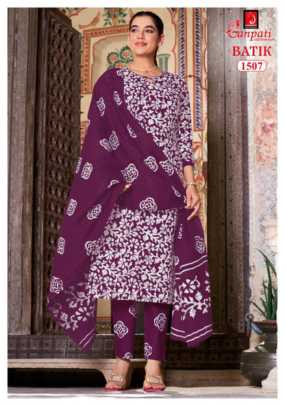 Batik Vol 15 With Pant Ganpati Cotton Dress Material Exporter