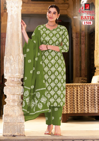 Batik Vol 15 With Pant Ganpati Cotton Dress Material Exporter