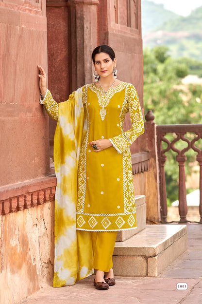 Batik 3 Ossm Chanderi Readymade Pant Style Suits Supplier