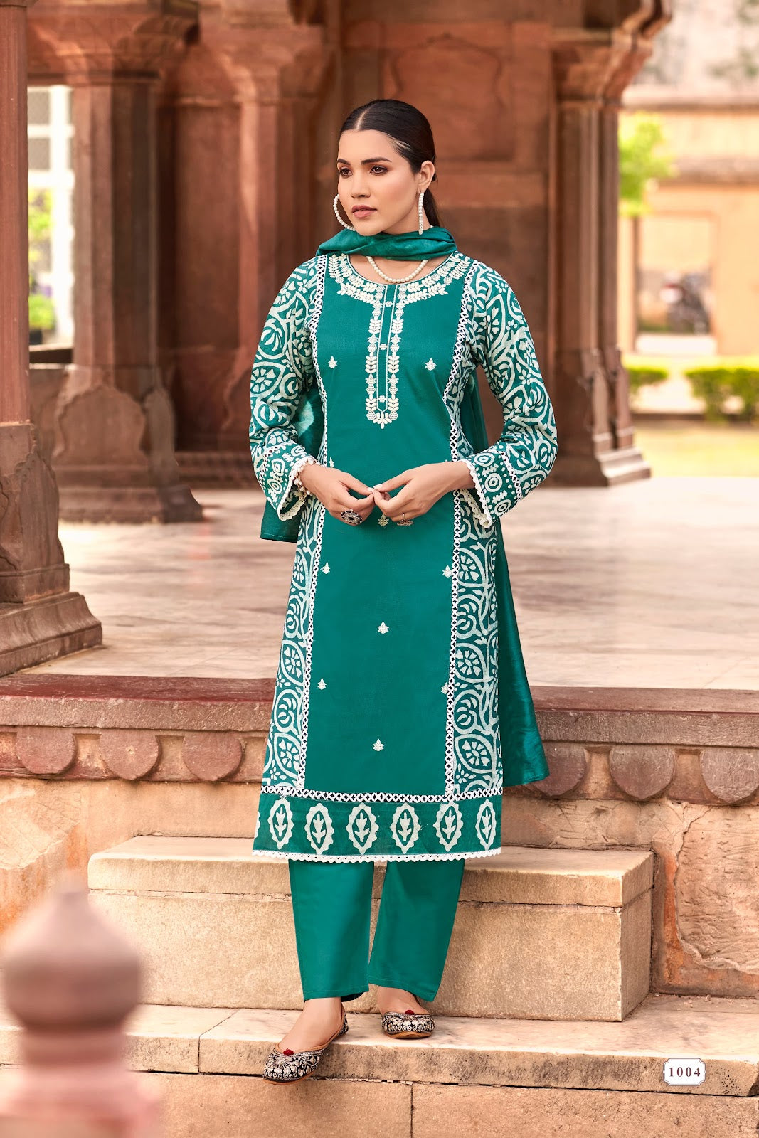 Batik 3 Ossm Chanderi Readymade Pant Style Suits Supplier