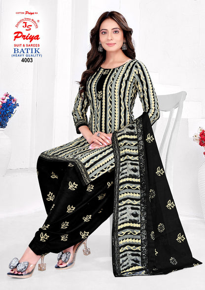 Batik Vol 4 Js Priya Poplin Readymade Cotton Patiyala Suits Manufacturer Ahmedabad