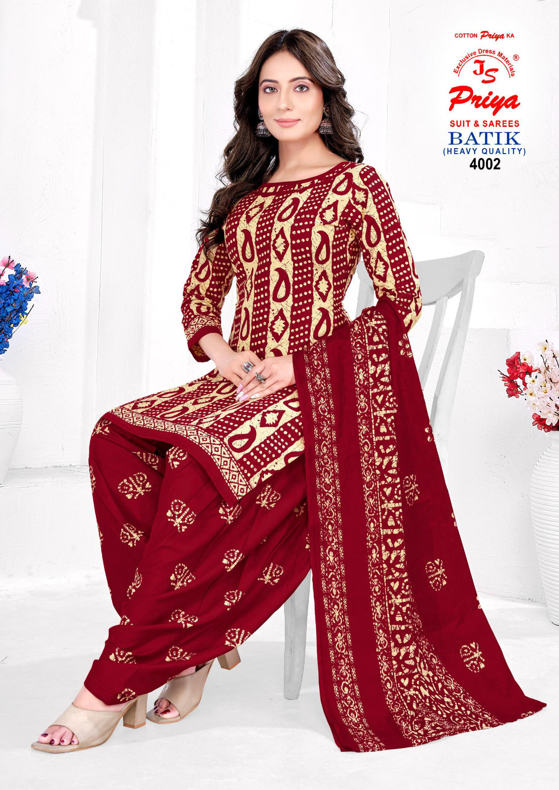 Batik Vol 4 Js Priya Poplin Readymade Cotton Patiyala Suits Manufacturer Ahmedabad