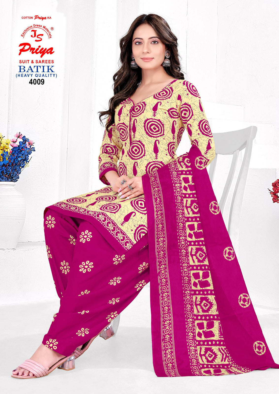 Batik Vol 4 Js Priya Poplin Readymade Cotton Patiyala Suits Manufacturer Ahmedabad