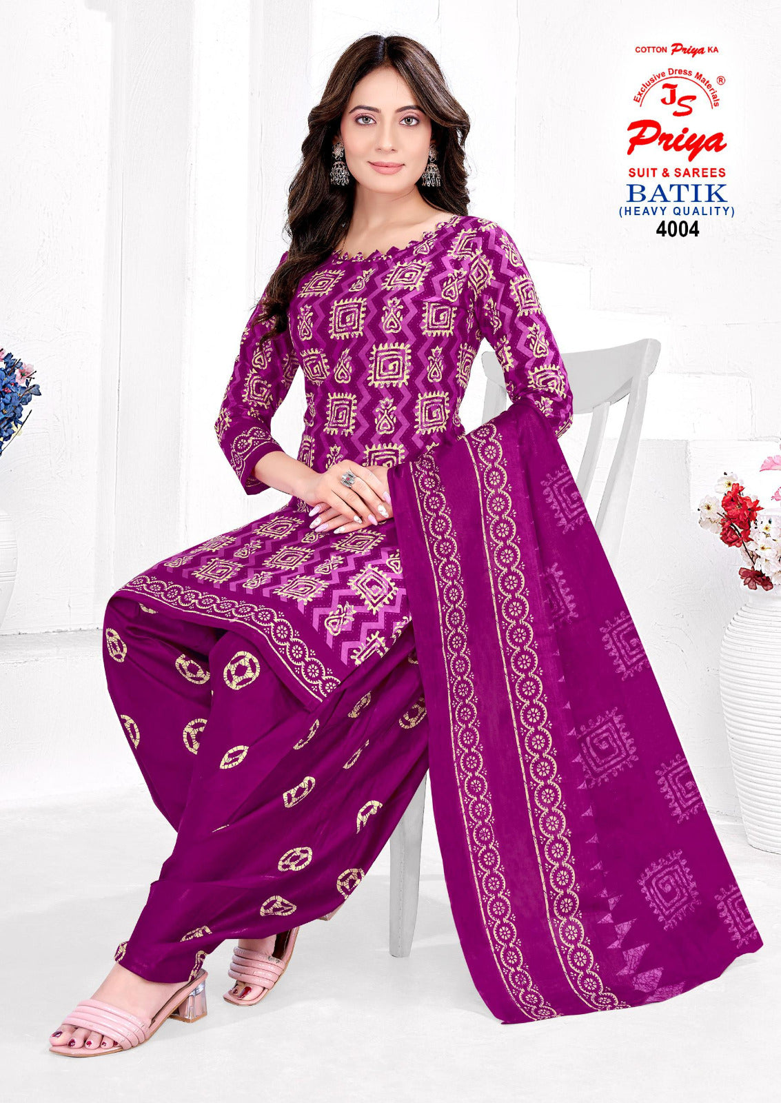 Batik Vol 4 Js Priya Poplin Readymade Cotton Patiyala Suits Manufacturer Ahmedabad