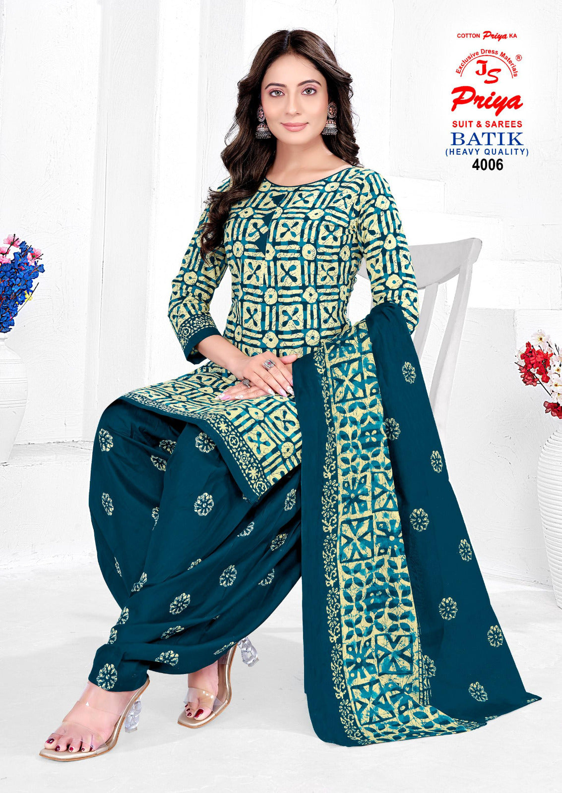 Batik Vol 4 Js Priya Poplin Readymade Cotton Patiyala Suits Manufacturer Ahmedabad