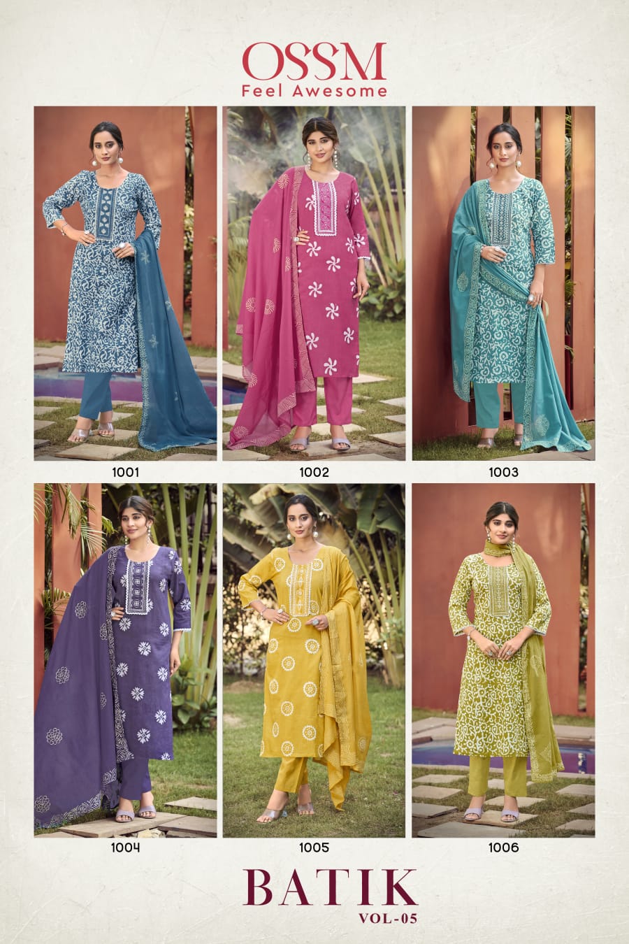 Batik Vol 5 Ossm Premium Cotton Readymade Pant Style Suits Supplier