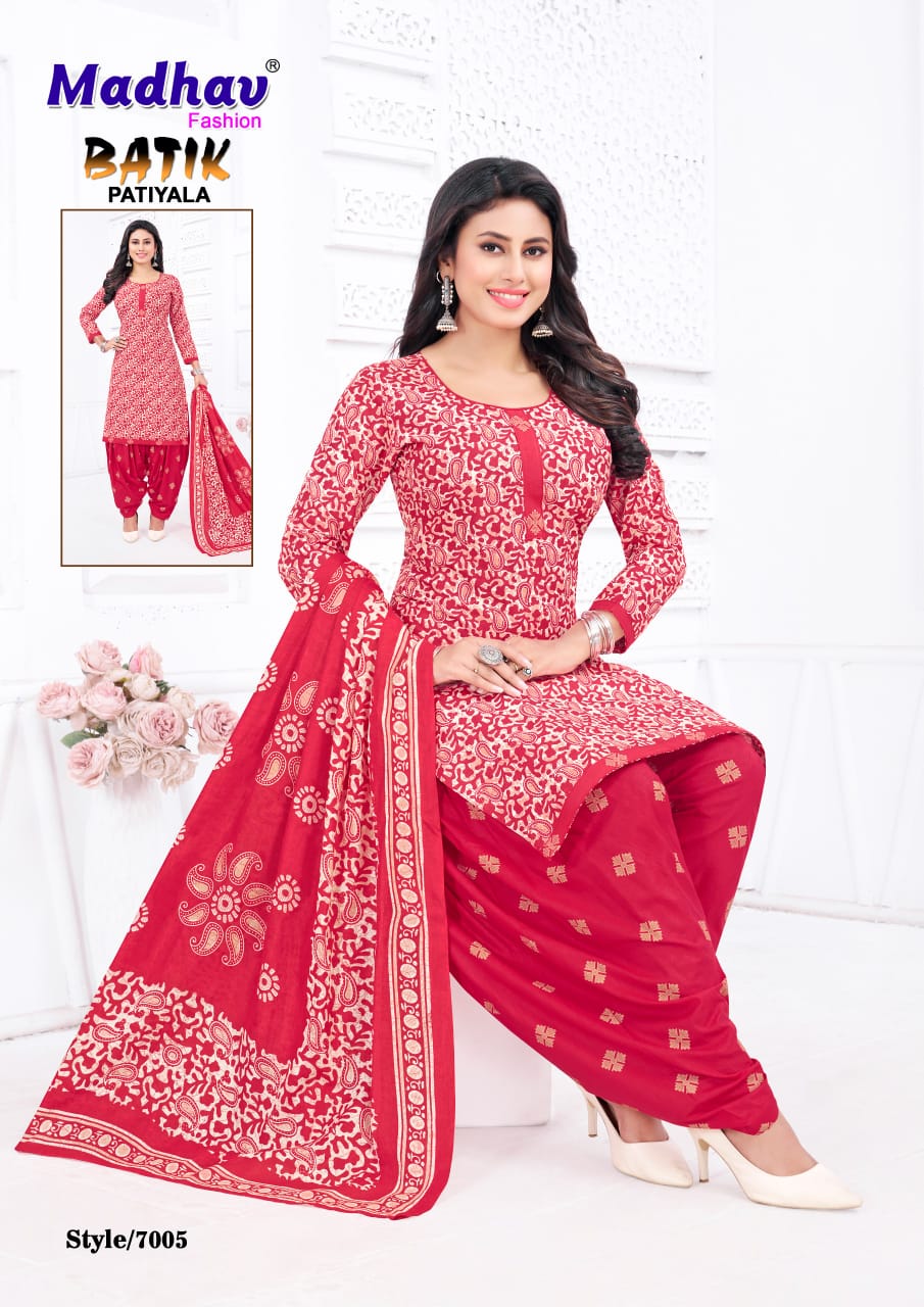 Batik Vol 7 Madhav Fashion Readymade Cotton Patiyala Suits Supplier Gujarat