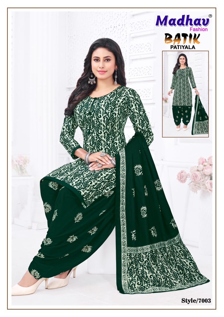 Batik Vol 7 Madhav Fashion Readymade Cotton Patiyala Suits Supplier Gujarat