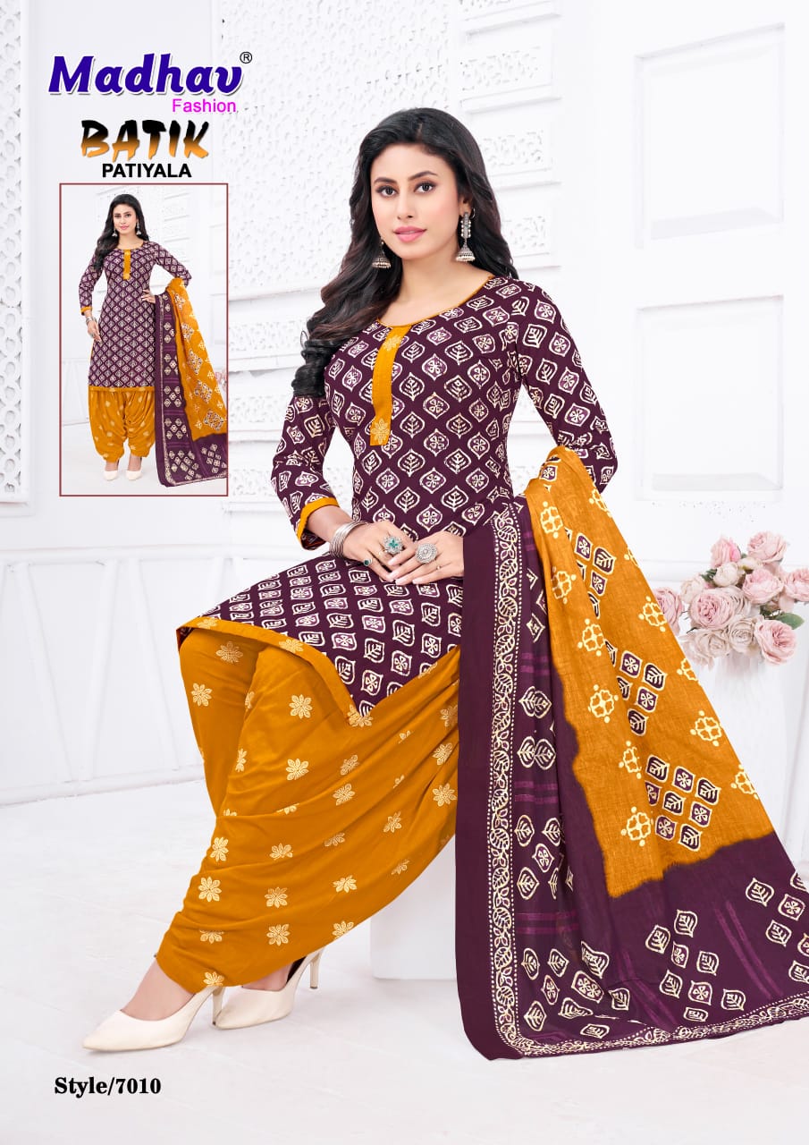 Batik Vol 7 Madhav Fashion Readymade Cotton Patiyala Suits Supplier Gujarat