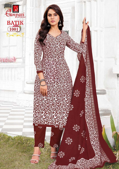 Batik With Pant Vol 10 Ganpati Cotton Readymade Pant Style Suits Wholesale Rate