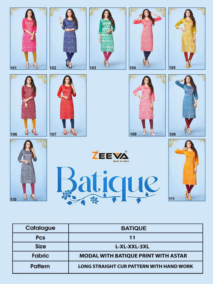 Batique Zeeva Modal Chanderi Knee Length Kurtis Manufacturer Gujarat