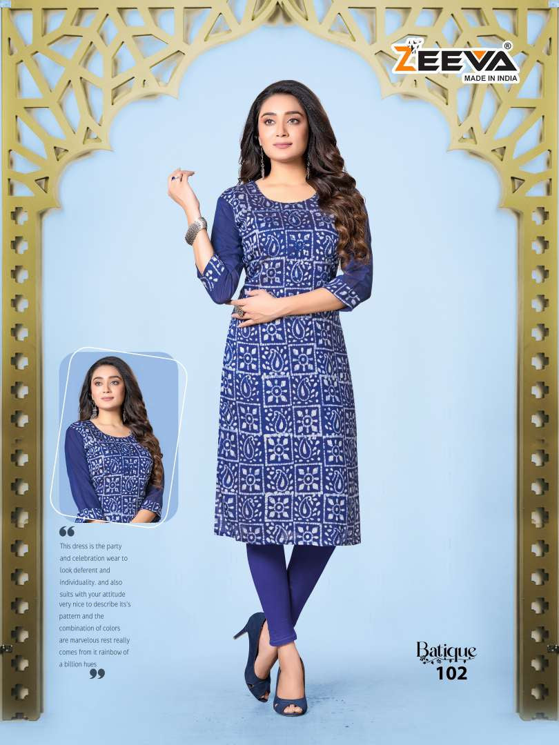 Batique Zeeva Modal Chanderi Knee Length Kurtis Manufacturer Gujarat Kavya Style Plus