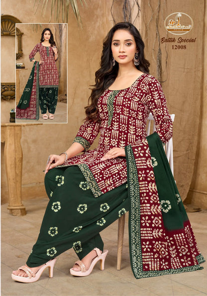 Battik Special Vol 12 Miss World Choice Cotton Dress Material Supplier Ahmedabad