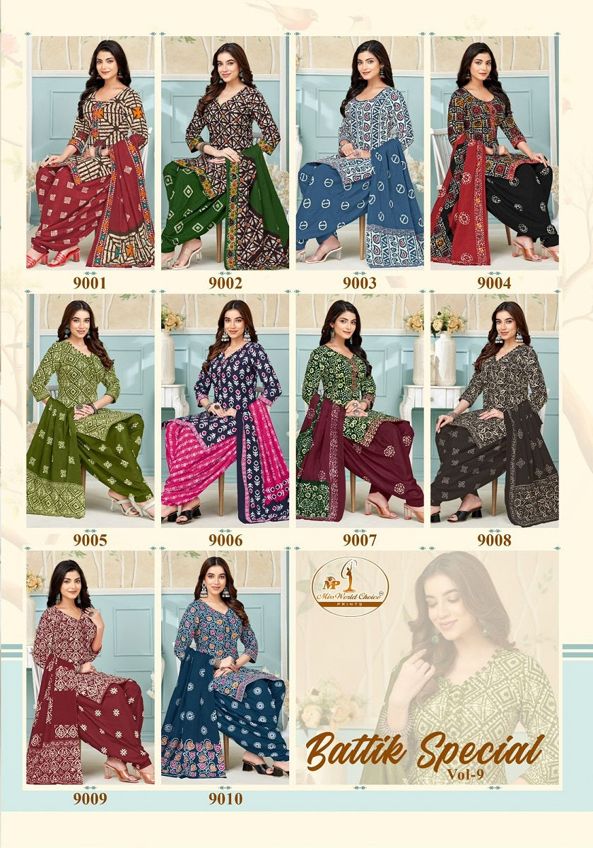 Battik Special Vol 9 Miss World Choice Readymade Cotton Patiyala Suits Manufacturer Gujarat