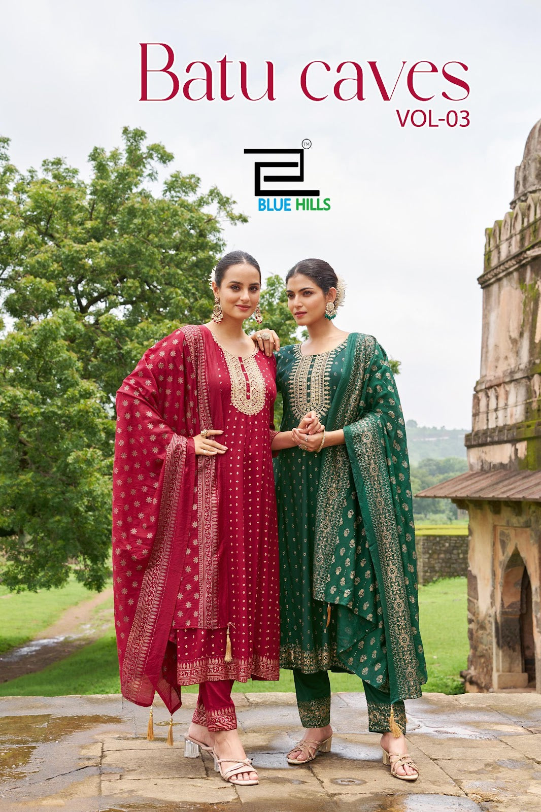 Batu Caves Vol 3 Blue Hills Rayon 14Kg Readymade Anarkali Suits Manufacturer Ahmedabad