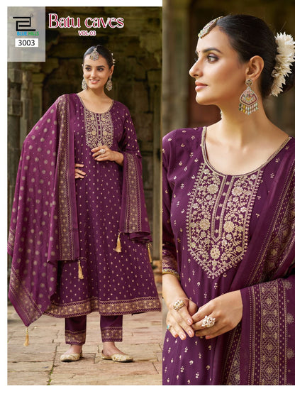 Batu Caves Vol 3 Blue Hills Rayon 14Kg Readymade Anarkali Suits Manufacturer Ahmedabad