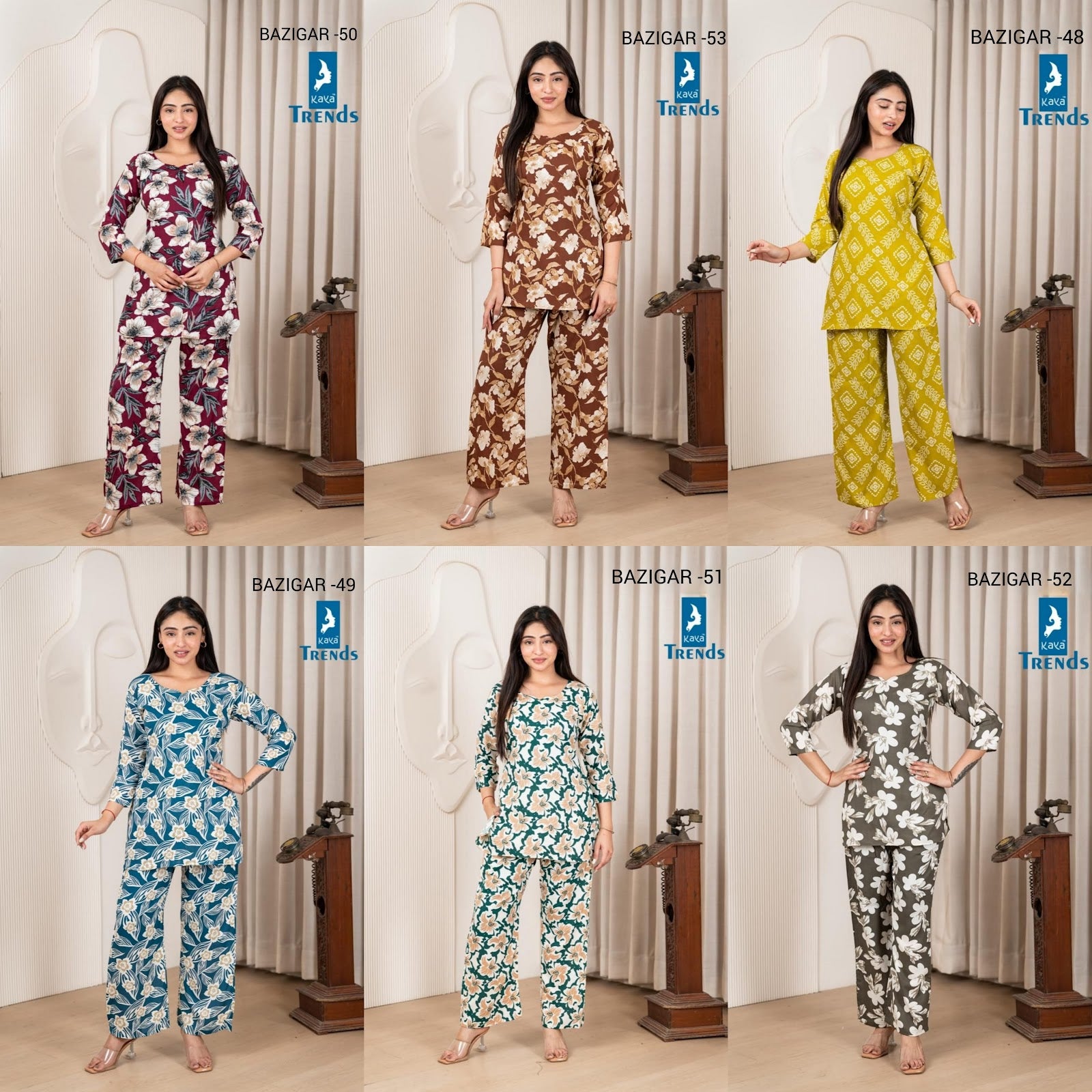 Bazigar Kaya Trends Rayon Co Ord Set Exporter Gujarat