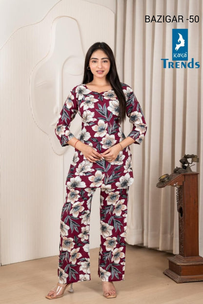 Bazigar Kaya Trends Rayon Co Ord Set Exporter Gujarat