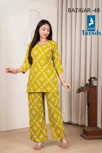 Bazigar Kaya Trends Rayon Co Ord Set Exporter Gujarat
