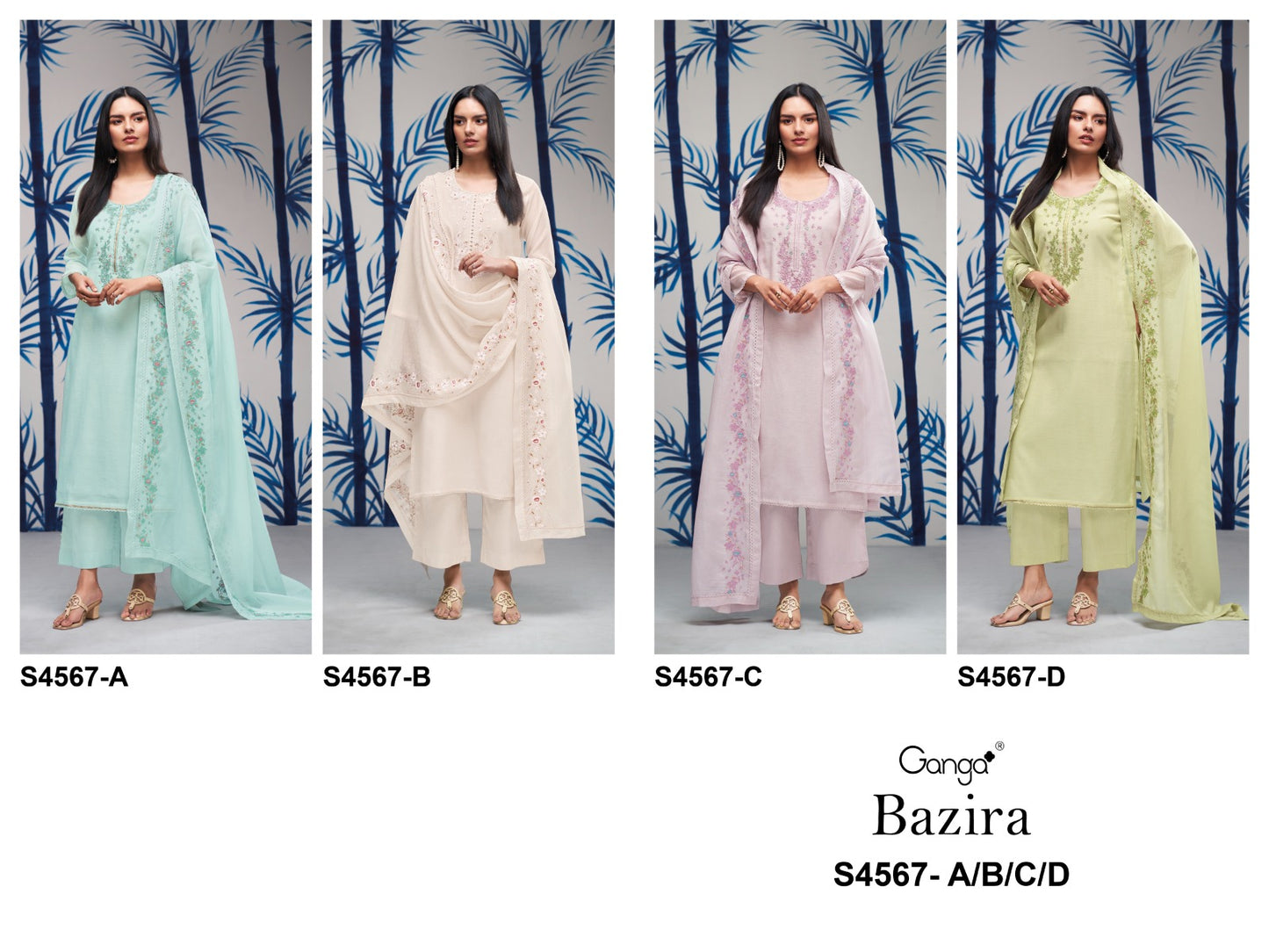 Bazira 4567 Ganga Mul Chanderi Pant Style Suits Manufacturer Ahmedabad