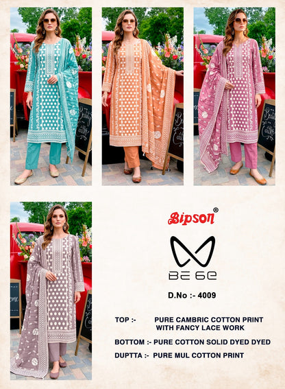 Be 6E 4009-4010-4011 Bipson Prints Cotton Pant Style Suits Exporter India