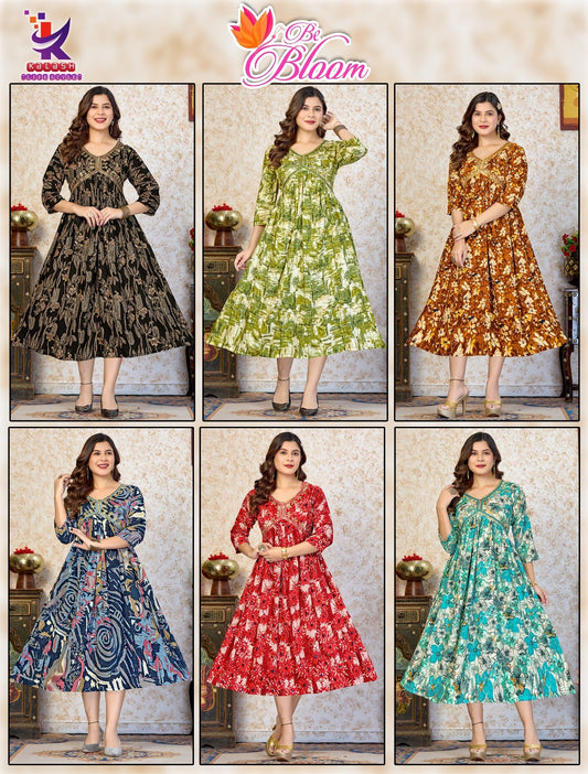 Be Bloom Mlm Kalash Lifestyle Rayon 14Kg Anarkali Kurtis Wholesale Price