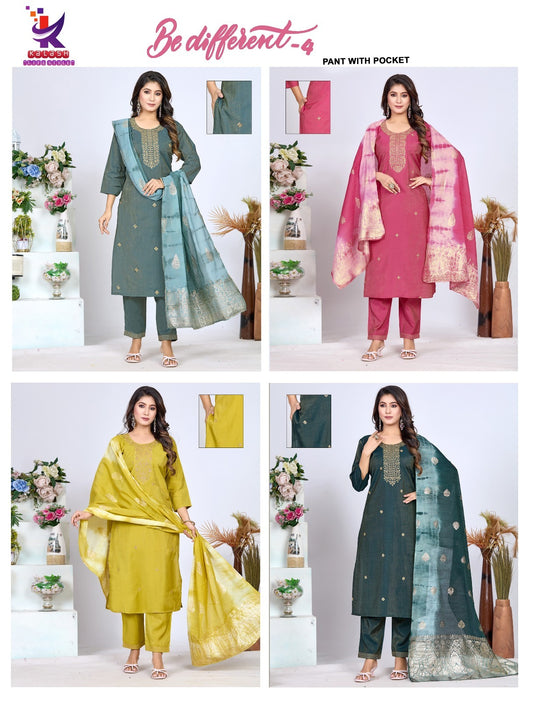 Be Different 4 Mlm Kalash Lifestyle Shimmer Readymade Pant Style Suits Exporter