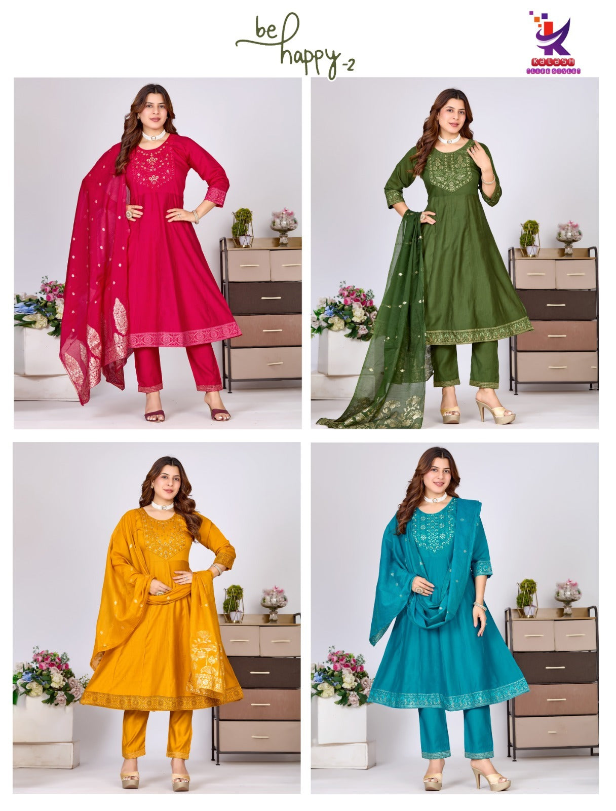 Be Happy 2 Mlm Kalash Lifestyle Vertican Readymade Anarkali Suits Manufacturer Gujarat
