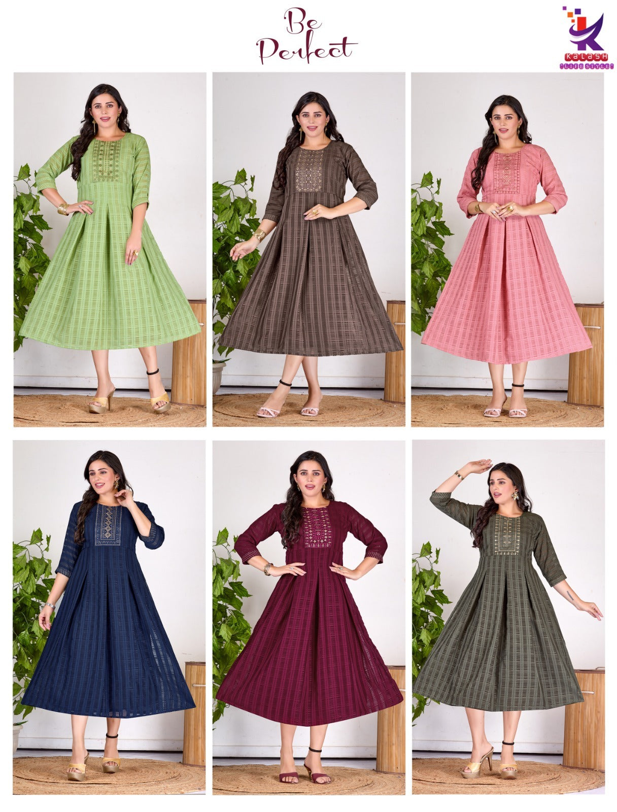 Be Perfect Mlm Kalash Lifestyle Rayon 14Kg Anarkali Kurtis Wholesale