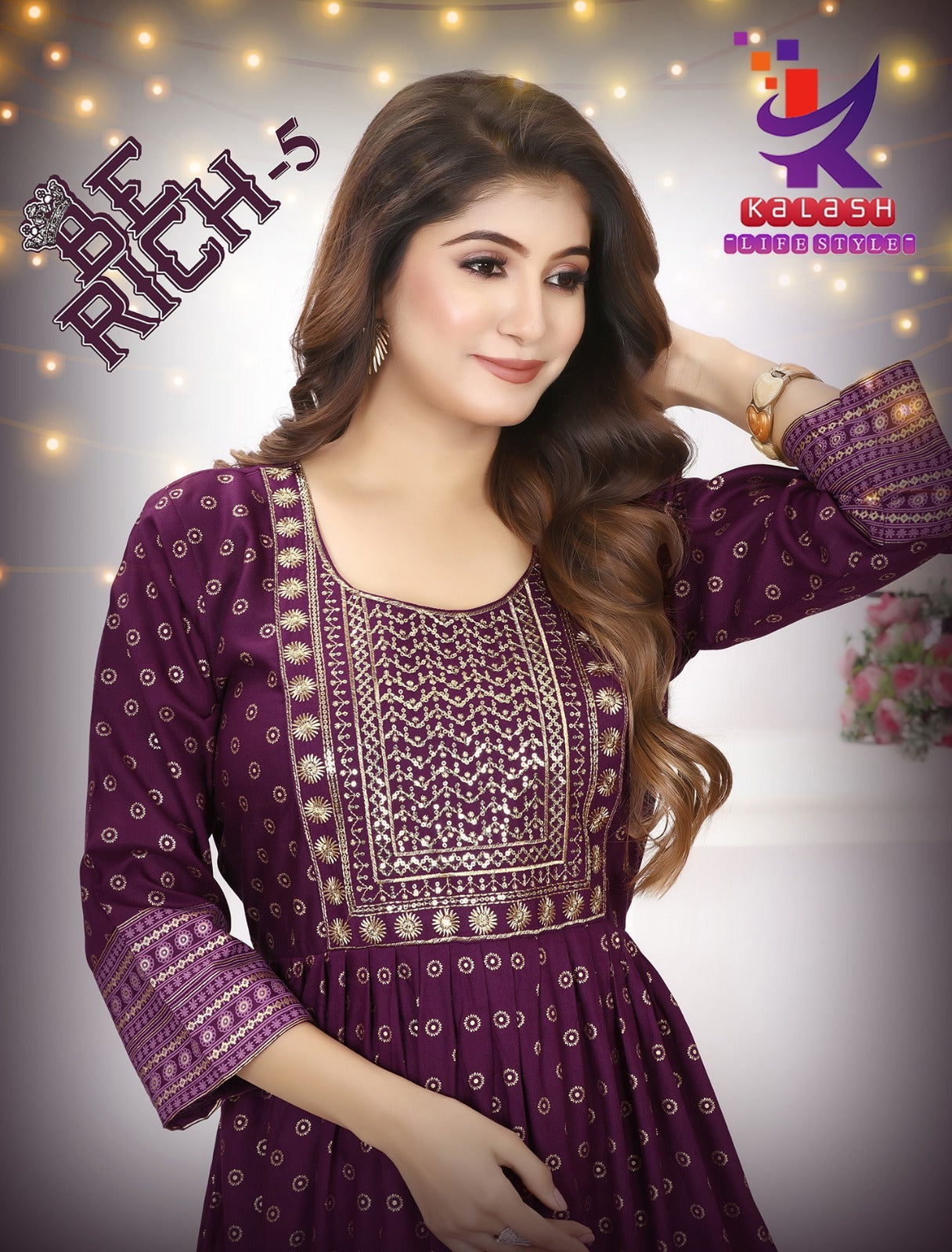 Be Rich 5 Mlm Kalash Lifestyle Rayon 14Kg Anarkali Kurtis Wholesaler