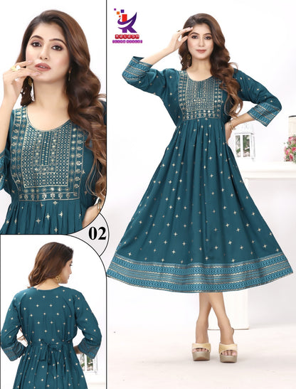 Be Rich 5 Mlm Kalash Lifestyle Rayon 14Kg Anarkali Kurtis Wholesaler