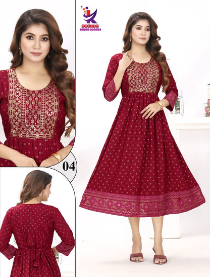 Be Rich 5 Mlm Kalash Lifestyle Rayon 14Kg Anarkali Kurtis Wholesaler