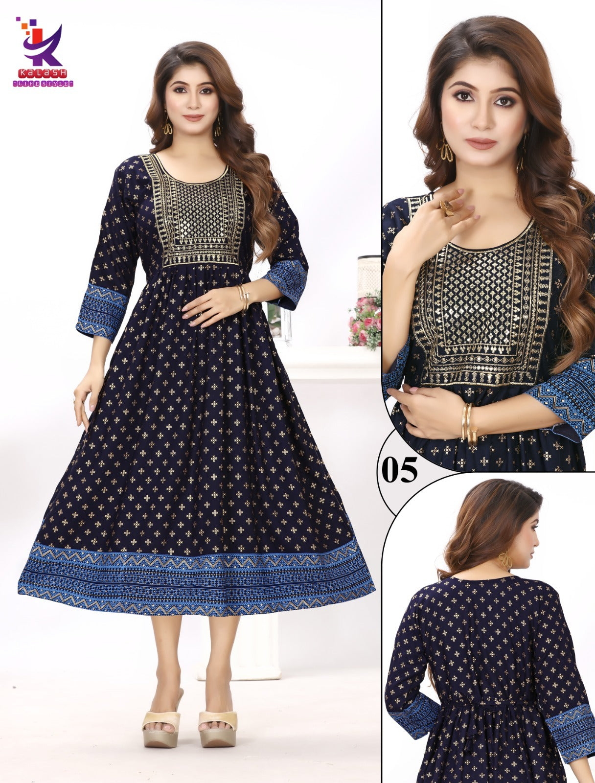 Be Rich 5 Mlm Kalash Lifestyle Rayon 14Kg Anarkali Kurtis Wholesaler