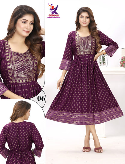 Be Rich 5 Mlm Kalash Lifestyle Rayon 14Kg Anarkali Kurtis Wholesaler
