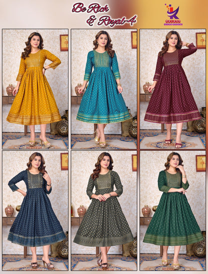Be Rich And Royal 4 Mlm Kalash Lifestyle Rayon 14Kg Anarkali Kurtis Manufacturer