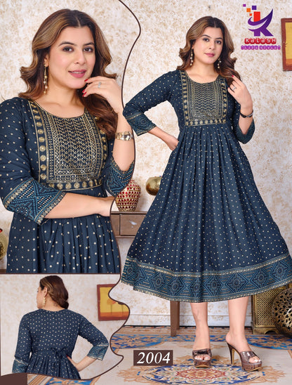 Be Rich And Royal 4 Mlm Kalash Lifestyle Rayon 14Kg Anarkali Kurtis Manufacturer